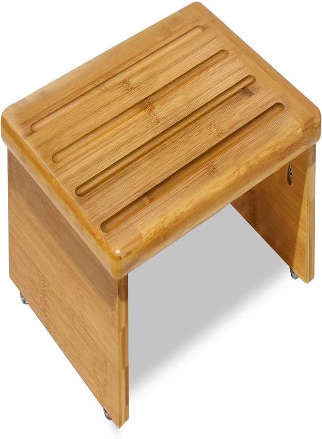 Carpentray Step Stool Wood One Step Stool Half Step Stool Stepping Stool Foot Stool Natural Color with Solid Wood for Stairs Bed Kitchen Bathroom Cars for Adults Seniors and Kids Training - Image 1