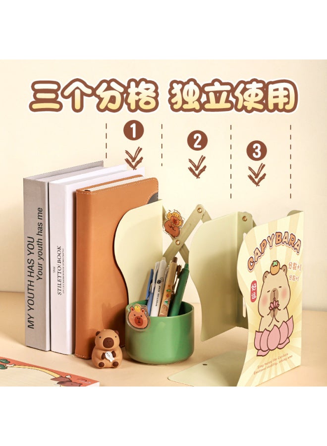 Kaba Bear Creative Student Desktop Retractable Bookshelf Cartoon Office Books Bookshelf Folding Storage Bookend Display Rack - Image 3