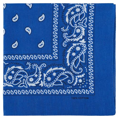combocube 12 Pack Multi-Purpose Cotton Paisley Cowboy Bandanas Headband for Men and Women,Blue&White&Red - Image 2