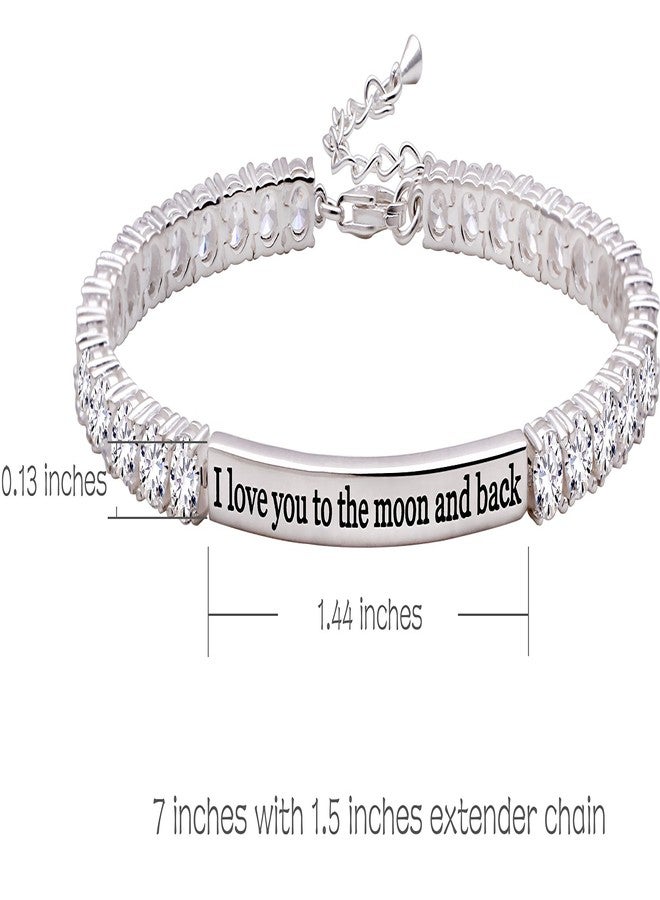 ALOV Jewelry Sterling Silver "I love you to the moon and back" 4mm Cubic Zirconia Tennis Bracelet - Image 3