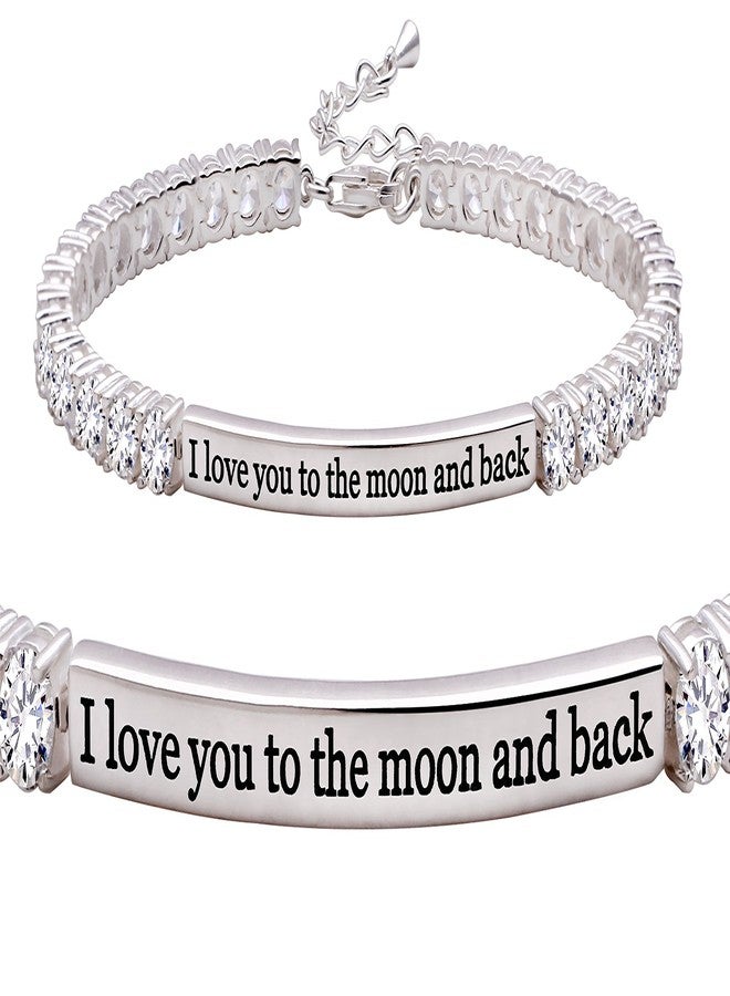ALOV Jewelry Sterling Silver "I love you to the moon and back" 4mm Cubic Zirconia Tennis Bracelet - Image 2