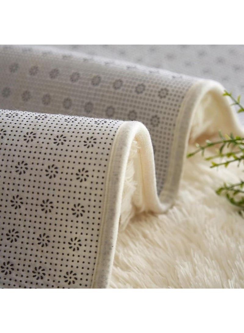 Bluejw 60*200cm Bedroom Bedside Living Room White Fluff Simple Thickened Carpet - Image 4