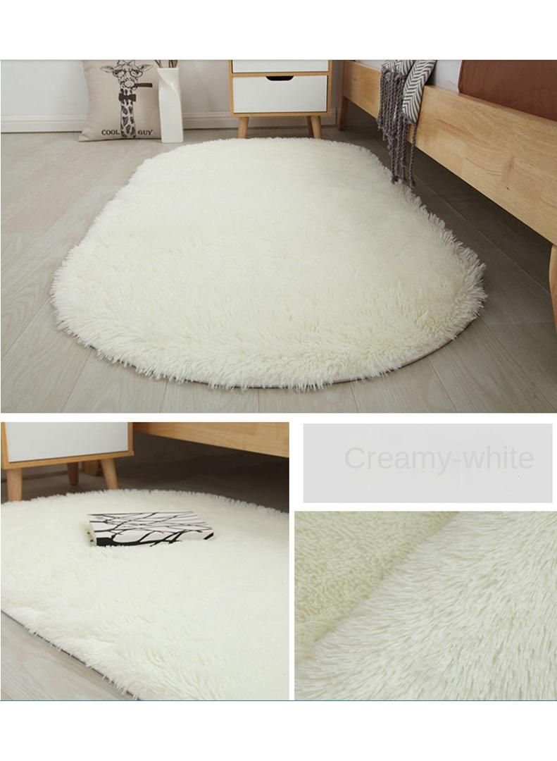 Bluejw 60*200cm Bedroom Bedside Living Room White Fluff Simple Thickened Carpet - Image 2