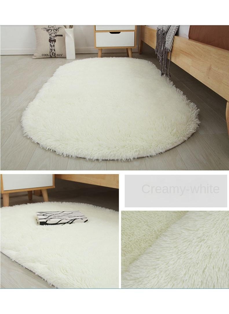 Bluejw - 60*200cm Bedroom Bedside Living Room White Fluff Simple Thickened Carpet - Image 1