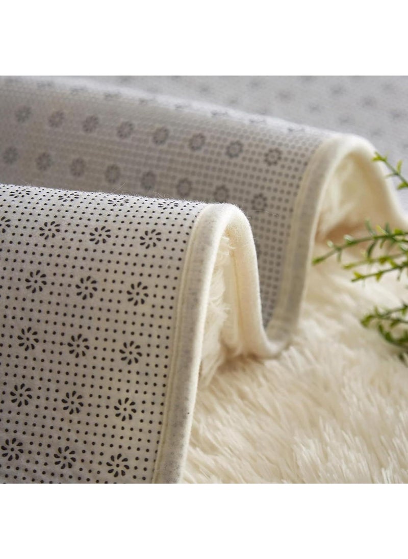 Bluejw - 60*200cm Bedroom Bedside Living Room White Fluff Simple Thickened Carpet - Image 1