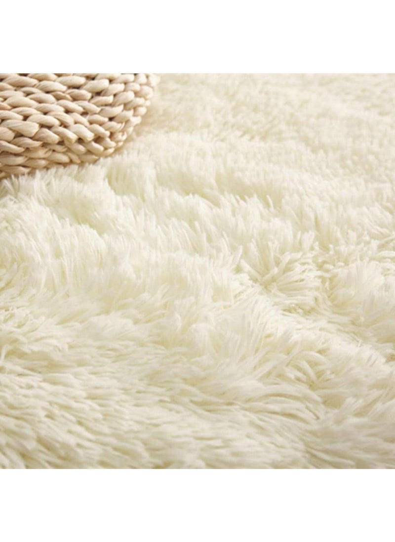 Bluejw - 60*200cm Bedroom Bedside Living Room White Fluff Simple Thickened Carpet - Image 1