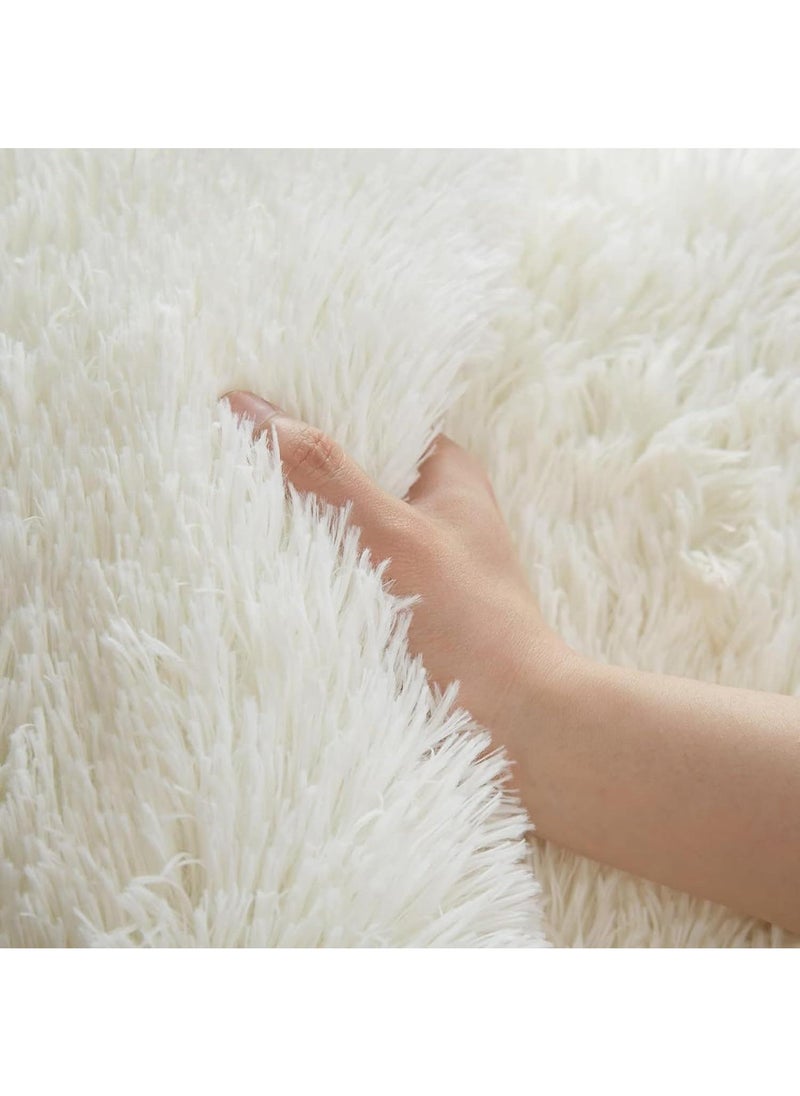 Bluejw - 60*200cm Bedroom Bedside Living Room White Fluff Simple Thickened Carpet - Image 1