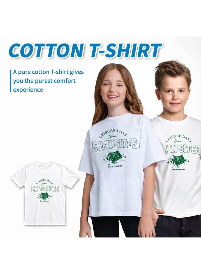 Kids Pure Cotton Round Neck T-Shirt Summer Short-Sleeved T-Shirt with Fun Printed Patterns Soft & Breathable Fabric Durable & Anti-Pilling Tops for Boys and Girls (Sizes 90-140)  - Image 2