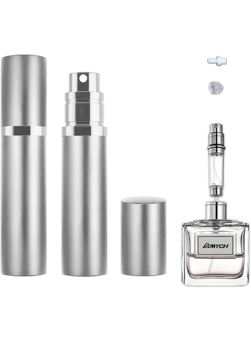 Chabeia 5ml Perfume Travel Refillable Bottle ,Bottom-Filling Fragrances Perfume Atomizer ,Mini Empty Spray Bottle ,Travel Perfume, Pocket Travel Toiletries ,Holiday Travel Essentials ,Empty Mini Cologne Dispenser,Pocket Atomiser,Silver - Image 1
