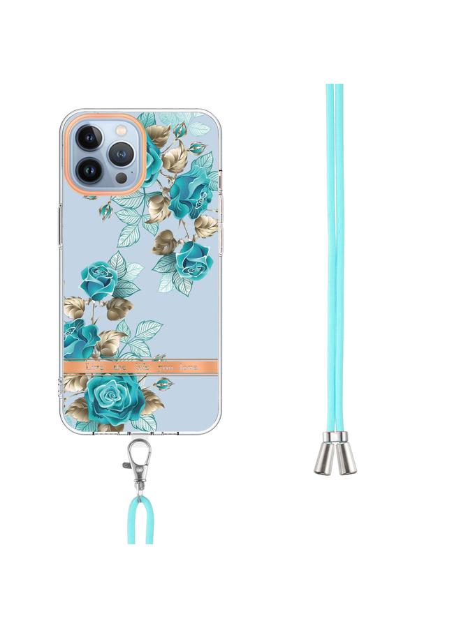 S-TOP Case For iPhone 15 Pro Max Flowers and Plants Series IMD TPU Phone Case with Lanyard - Image 3