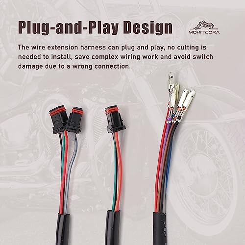 MoKitDora 10''-16'' Handlebar Control Extension Cable Wire Kit with Throttle-by-Wire Extend Compitable with 2014-up Harley Touring Road King Street Electra Glide - Image 3