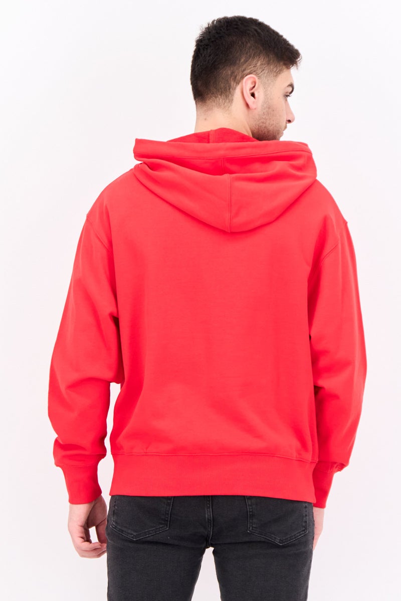 ESPRIT Men Embroidered Long Sleeves Hoodie, Red - Image 3