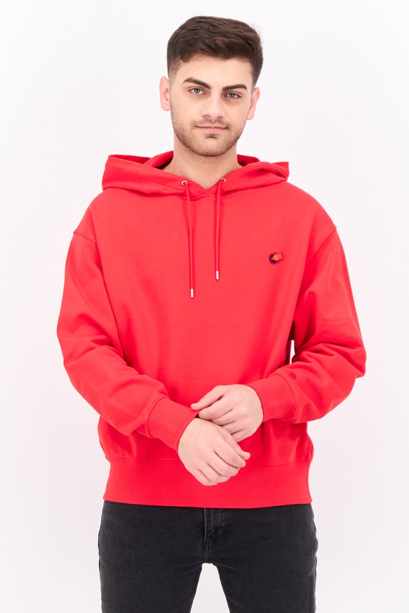 ESPRIT Men Embroidered Long Sleeves Hoodie, Red - Image 1
