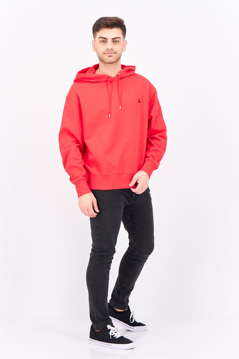 ESPRIT Men Embroidered Long Sleeves Hoodie, Red - Image 4
