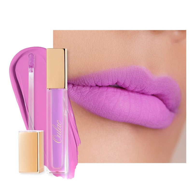 Oulac Matte Liquid Pinky Purple Lipstick for Women, Light Pink Lipstick Long Lasting Waterproof Lip Stain, No Transfer, Creamy High Pigmented Formula with Rose Oil, Vegan & Cruelty-Free, M14 - Image 1
