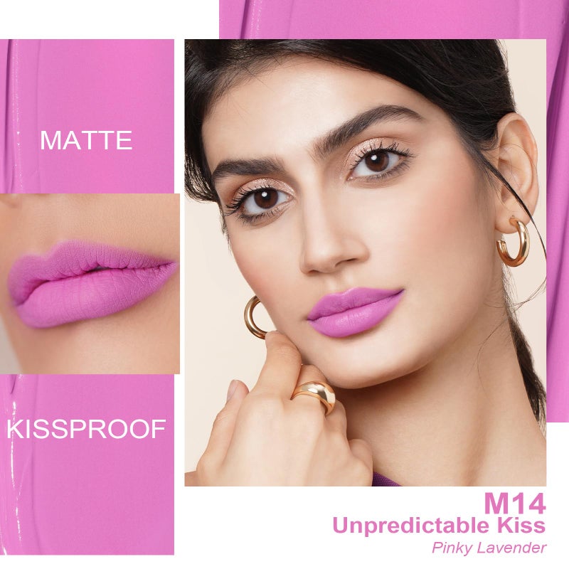 Oulac Matte Liquid Pinky Purple Lipstick for Women, Light Pink Lipstick Long Lasting Waterproof Lip Stain, No Transfer, Creamy High Pigmented Formula with Rose Oil, Vegan & Cruelty-Free, M14 - Image 2