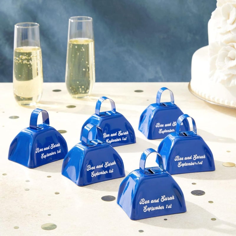 Blue Panda 3-Inch Cowbells with Handle - Stadium Cheering & Cow Bells for Sporting Events - Metal Noise Makers for Meetings - Football Noise Makers - Blue Cowbells - Pack of 12 - Image 4