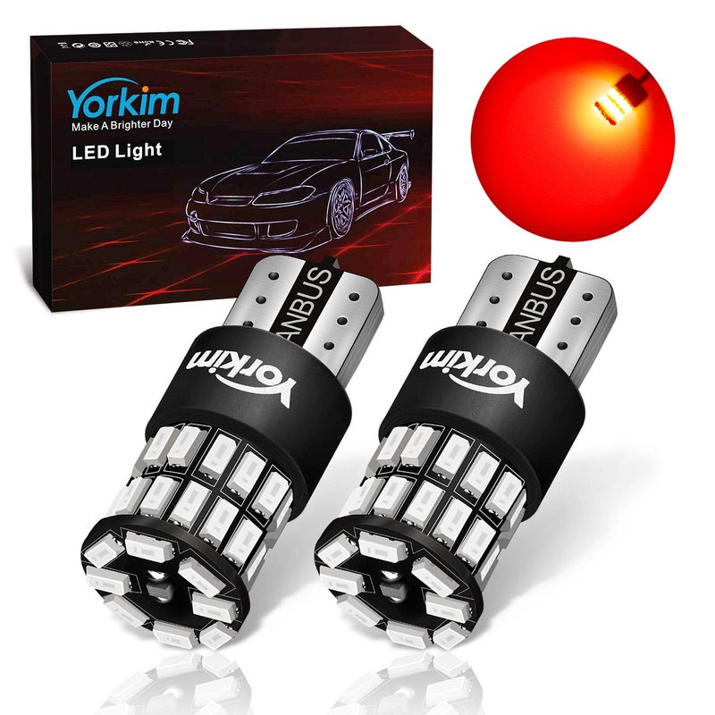 لمبة يوركيم 194 LED حمراء خالية من الأخطاء لمبة T10 لمبة 168 LED للإضاءة الداخلية قبة خريطة باب ضوء المجاملة صندوق الأمتعة لوحة الترخيص لمبات 168 192 2825 W5W بديل لـ 12V سيارة عبوة من 2