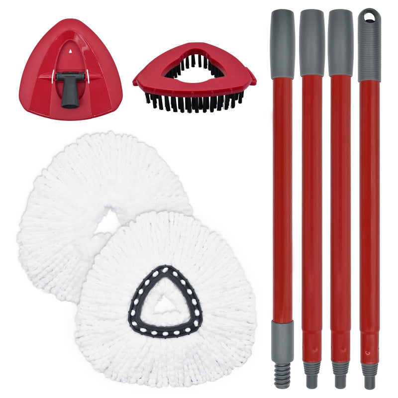 Yuunaie Mop Replacement for Ocedar, Mop for O Cedar, Replacement Mop for O Cedar Spin Mop Contains 4-Section Mop Handle 2 Mop Replace Head 1 Mop Base 1 Scrubber Mop Head for O-Cedar Spin Mop - Image 1