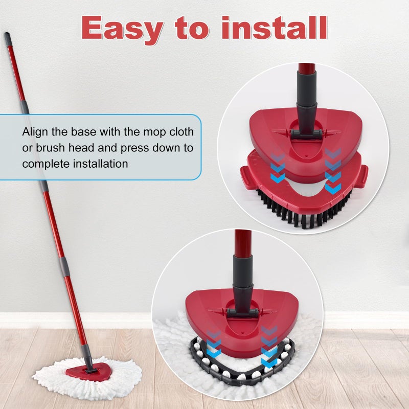 Yuunaie Mop Replacement for Ocedar, Mop for O Cedar, Replacement Mop for O Cedar Spin Mop Contains 4-Section Mop Handle 2 Mop Replace Head 1 Mop Base 1 Scrubber Mop Head for O-Cedar Spin Mop - Image 5