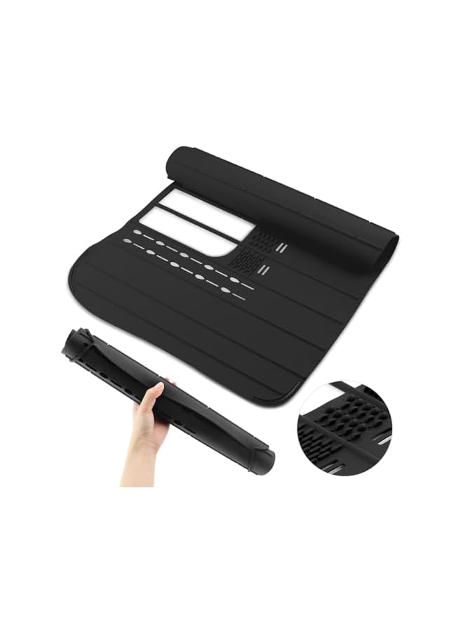 jaexest Bathroom Sink Cover For Counter Space Makeup,Sink Toppers Foldable Sink Cover,Silicone Beauty Makeup Brush Cleaning Mat,for Beauty Tools, Bathroom Sink Organizer Countertop(Black) - Image 2