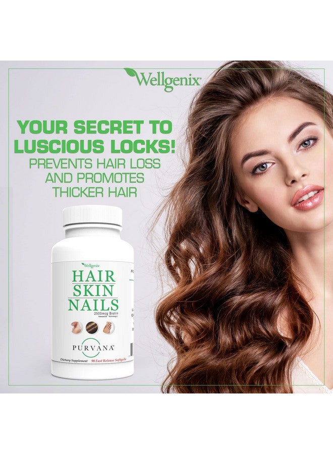 ويلجينيكس كبسولات فيتامينات Wellgenix Purvana للشعر والبشرة والأظافر عالية الامتصاص - قوة مضاعفة 2500 ميكروجرام من البيوتين وفيتامين أ وفيتامين ب (90 كبسولة) عبوتان - Image 4
