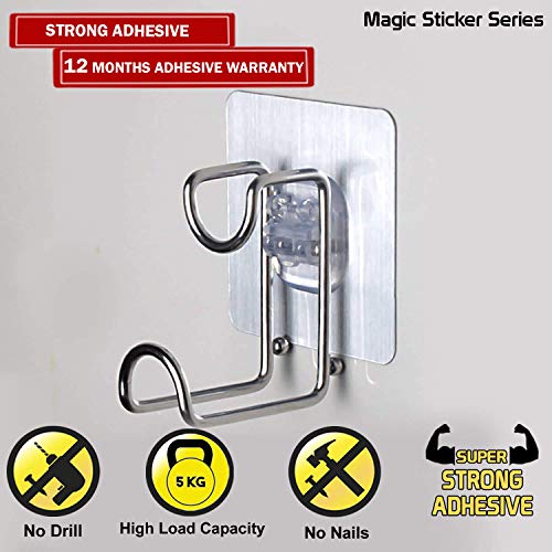 HOKIPO Glass Magic Sticker Series L Hooks For Heavy Items (Ar3152, Load Capacity 5 Kg), Silver - Image 3