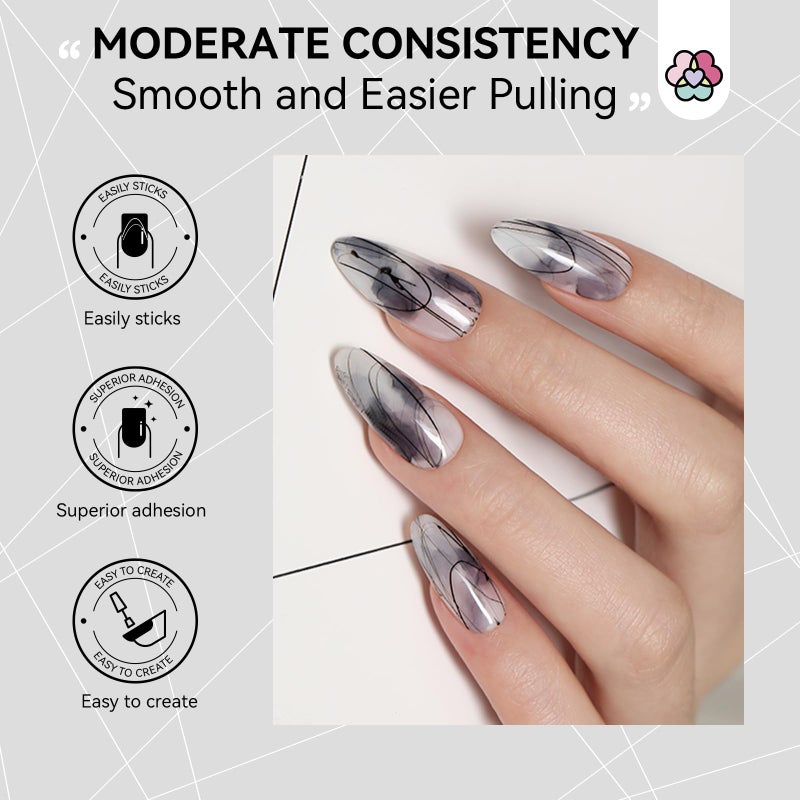SAVILAND 2 PCS Spider Gel Set: Black & White Spider Gel for Nail Art Soak off Gels U V LED Good Toughness and Elasticity Easy To Use for Beginner Manicurist Home Salon Use - Image 5
