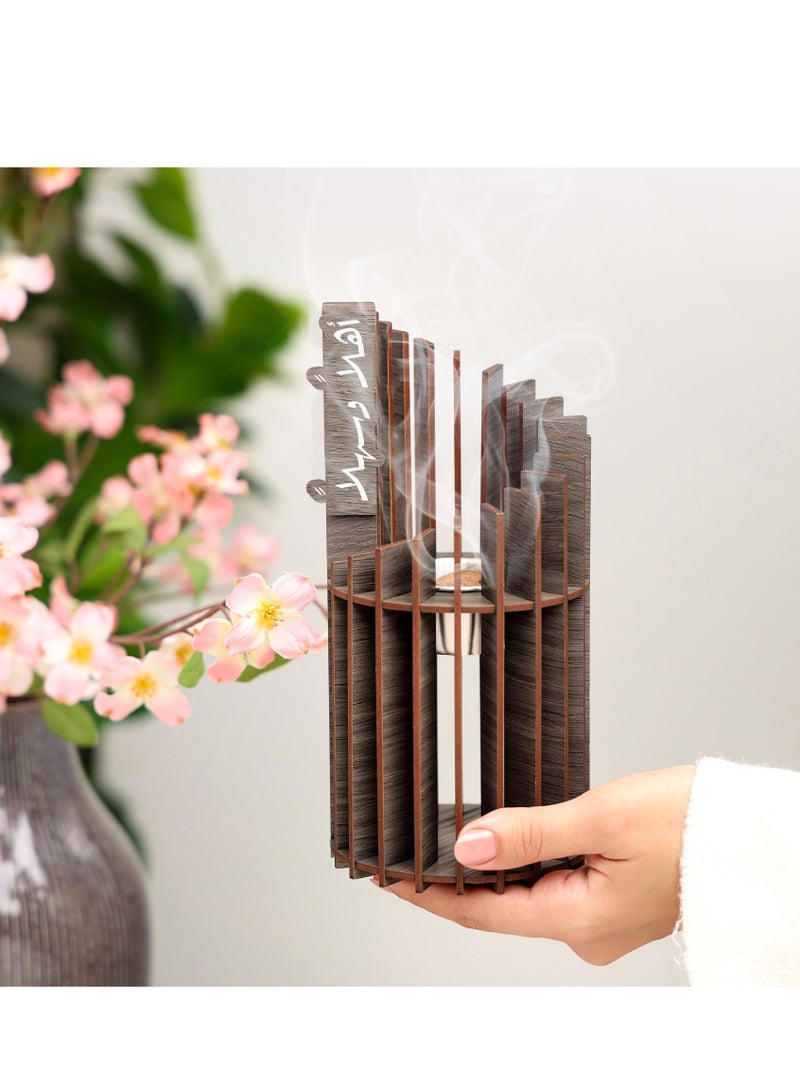 Story Of Candle Incense burner for gifts and receptions with a unique touch and gray color bearing an Arabic phrase - Image 1