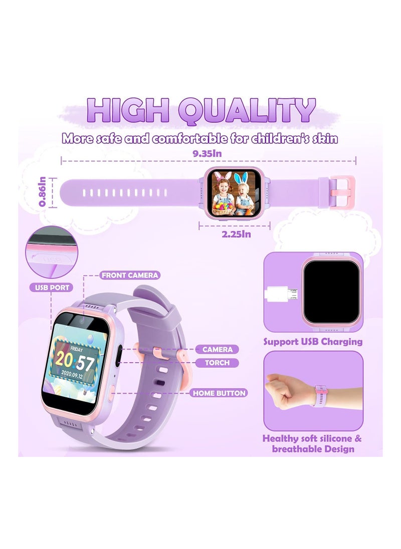 DMG TECH - Kids Smart Watch, Multifunction Rechargeable Touch Screen Toddler Watch with HD Photograph,Gaming and Music Player Educational Toys, Birthday Gifts for Girls Boys Ages 6-12(Purple) - Image 1