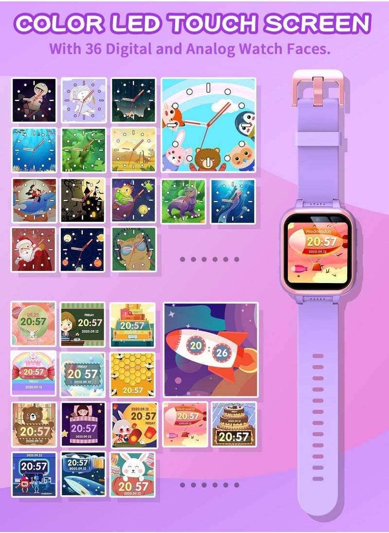 DMG TECH - Kids Smart Watch, Multifunction Rechargeable Touch Screen Toddler Watch with HD Photograph,Gaming and Music Player Educational Toys, Birthday Gifts for Girls Boys Ages 6-12(Purple) - Image 1