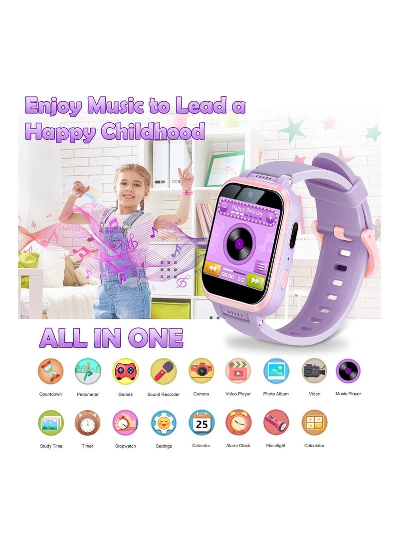 DMG TECH - Kids Smart Watch, Multifunction Rechargeable Touch Screen Toddler Watch with HD Photograph,Gaming and Music Player Educational Toys, Birthday Gifts for Girls Boys Ages 6-12(Purple) - Image 1