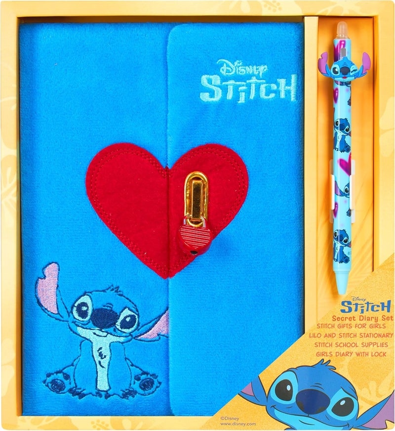 Disney Stitch Diary for Girls Teens Notebook with Pen Cute A5 Hardcover Journal with Lock Secret Stationary Set Travel Journal Gifts for Girls (Stitch Lock) - Image 1