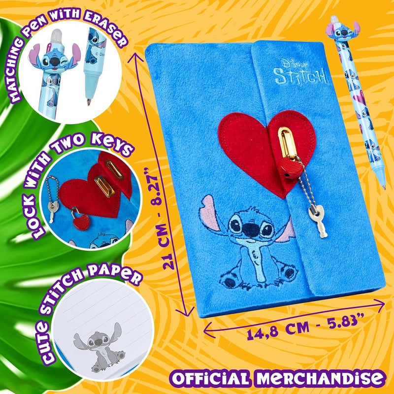 Disney Stitch Diary for Girls Teens Notebook with Pen Cute A5 Hardcover Journal with Lock Secret Stationary Set Travel Journal Gifts for Girls (Stitch Lock) - Image 3