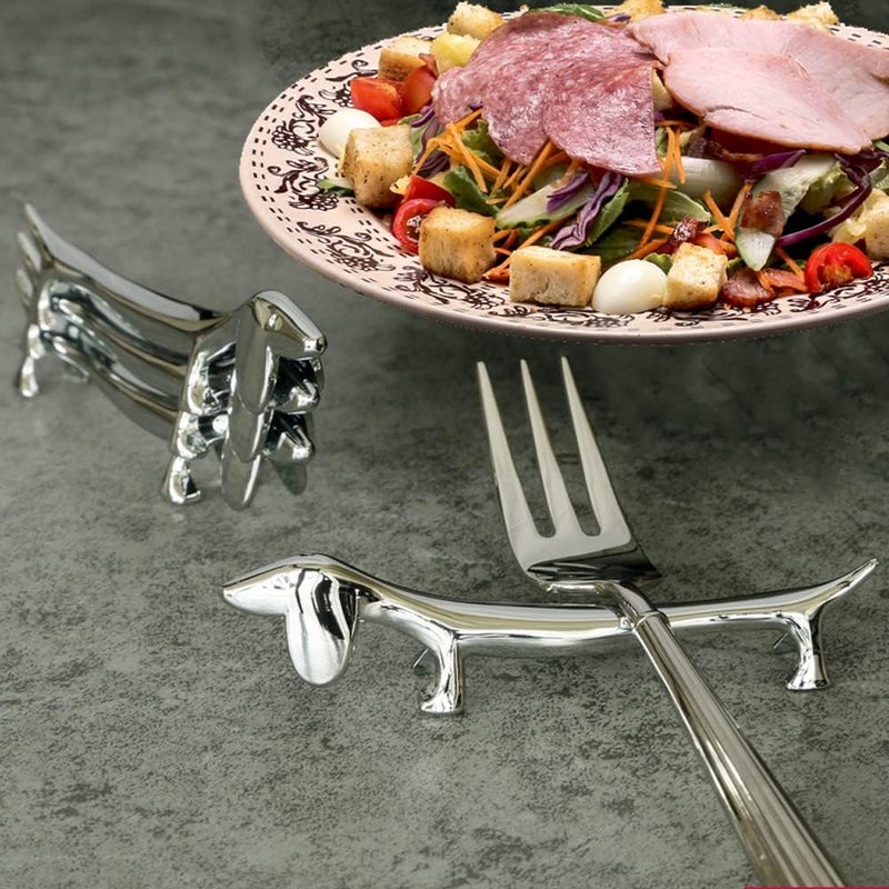 Rddconkit 4 Pieces Chopsticks Holder Rest Pillow Zinc Alloy Chopstick Rack Stand for Spoon Fork Knife Tableware Brush Home Kitchen Table Decoration (Dachshund) - Image 4