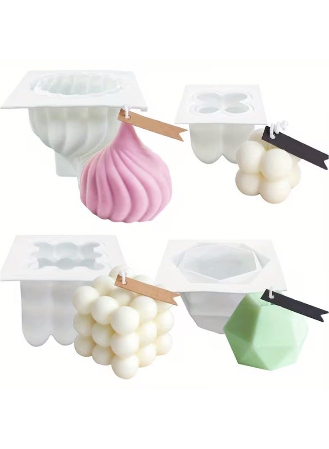 Goolsky Silicone Candle Mold Set - 4pcs Octahedron & Cube Shapes for DIY Candles, Epoxy Resin Crafts,Clay Decorations, Wax Making, Decorative Rings - Image 1