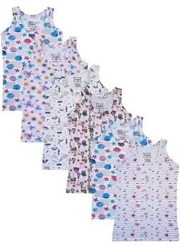 توتكو TKC0848 Girls Elastane Wide Strap Patterned Undershirt 6 Pieces