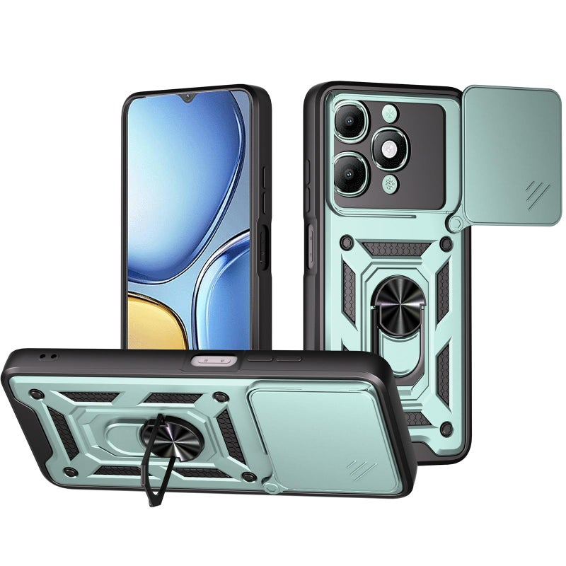 إيروريكس جراب هاتف من البولي يوريثان الحراري والكمبيوتر الشخصي لهاتف itel A90 4G بتصميم كاميرا منزلق (أخضر) - Image 1