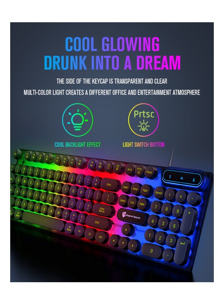 عام لوحة مفاتيح سلكية مضيئة ، ماوس ، سماعة رأس ، لوحة ماوس ، مجموعة من أربع قطع ، هدية للعائلة والأصدقاء - Image 3