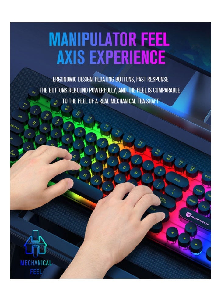 عام لوحة مفاتيح سلكية مضيئة ، ماوس ، سماعة رأس ، لوحة ماوس ، مجموعة من أربع قطع ، هدية للعائلة والأصدقاء - Image 2