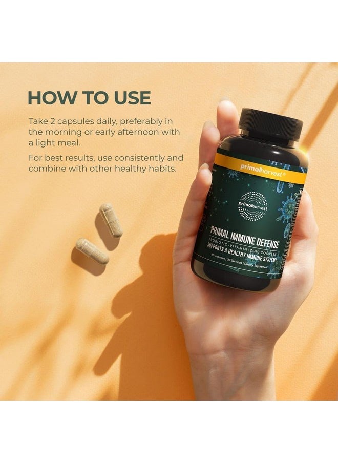 Primal Harvest Primal Harvest Primal Immune Defense 10 in 1 Immune Support Supplement 60 Capsules Immune Vitamins, with 7 Billion CFU Pre and Probiotics, Zinc, VIT C, B6, D3, K2 - Immune Boosters for Adults  - Image 3
