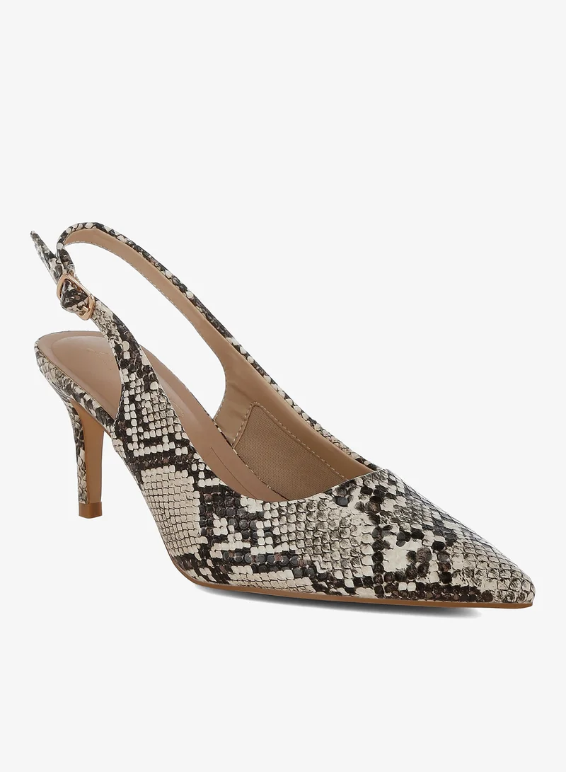 London Rag Slingback Stiletto Heel Sandals in Snake