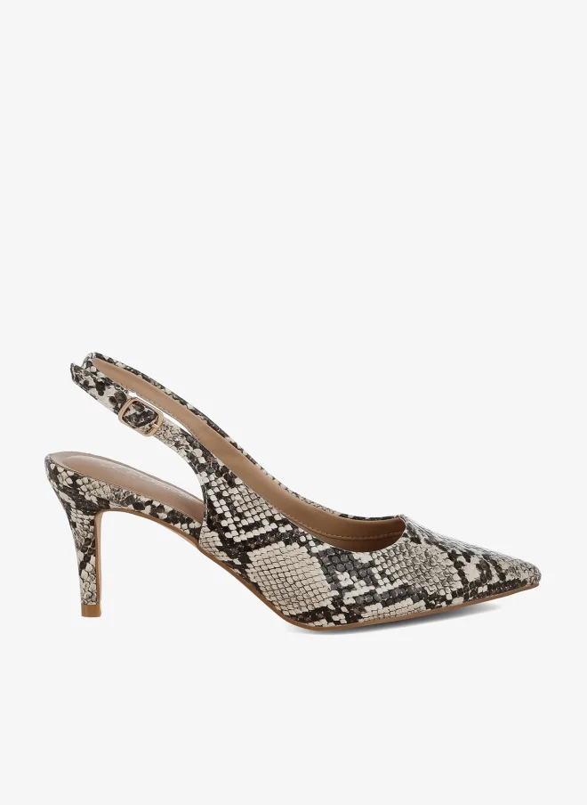 London Rag Slingback Stiletto Heel Sandals in Snake