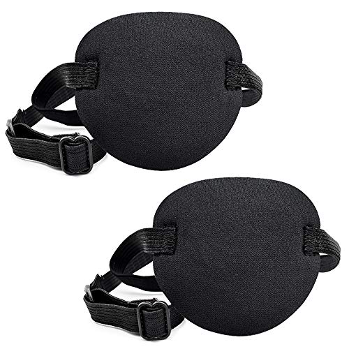 Vandorla Pirate Eye Patches 2 Pack Adjustable Amblyopia Lazy Eye Patches for Adults and Children, Black - Image 1