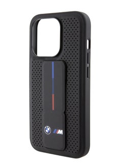 BMW M Gripstand PU Smooth Leather Case with Perforated Pattern for iPhone 15 Promax  - Image 1