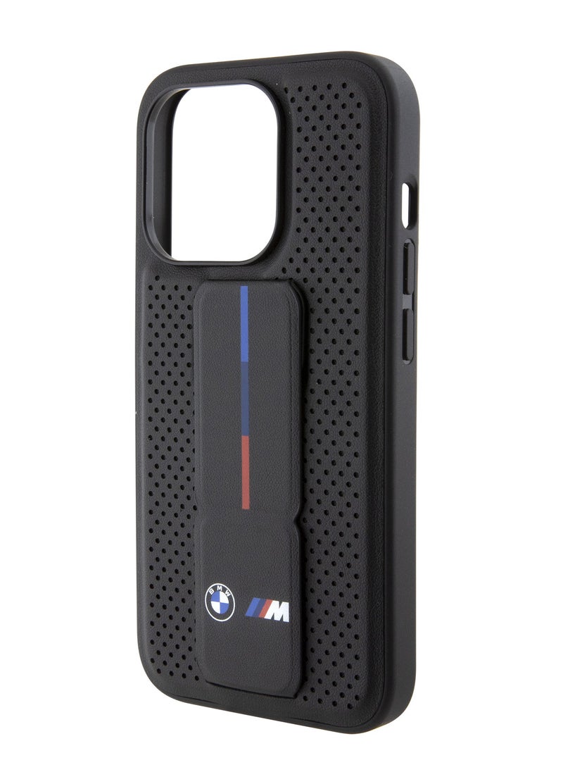 BMW - M Gripstand PU Smooth Leather Case with Perforated Pattern for iPhone 15 Promax - Image 1