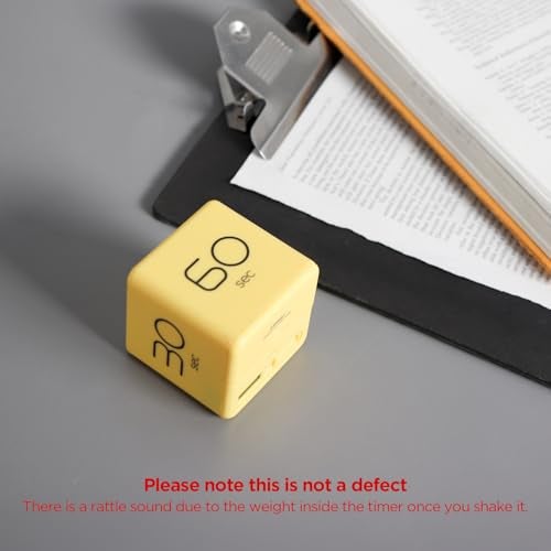 mooas Cube Timer (Yellow), Timers Cube Flip Block Timers Productivity Gravity Sensor Time Management for Kids ADHD Classroom Kitchen Desk Workout Cooking Study 10, 20, 30, 60 Seconds Timer Setting - Image 2