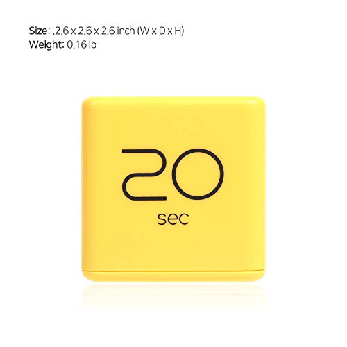 mooas Cube Timer (Yellow), Timers Cube Flip Block Timers Productivity Gravity Sensor Time Management for Kids ADHD Classroom Kitchen Desk Workout Cooking Study 10, 20, 30, 60 Seconds Timer Setting - Image 4