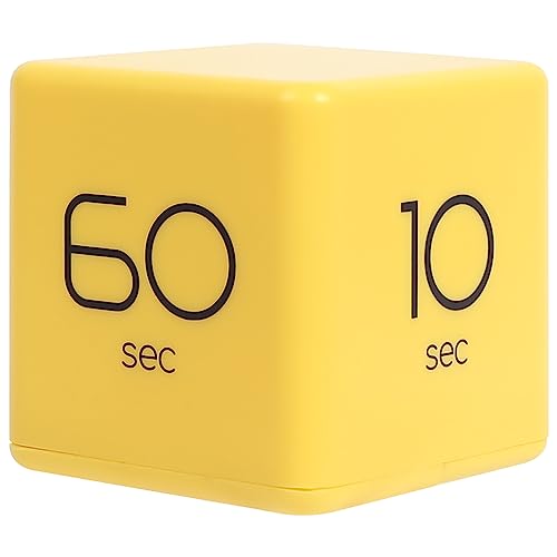 mooas Cube Timer (Yellow), Timers Cube Flip Block Timers Productivity Gravity Sensor Time Management for Kids ADHD Classroom Kitchen Desk Workout Cooking Study 10, 20, 30, 60 Seconds Timer Setting - Image 1