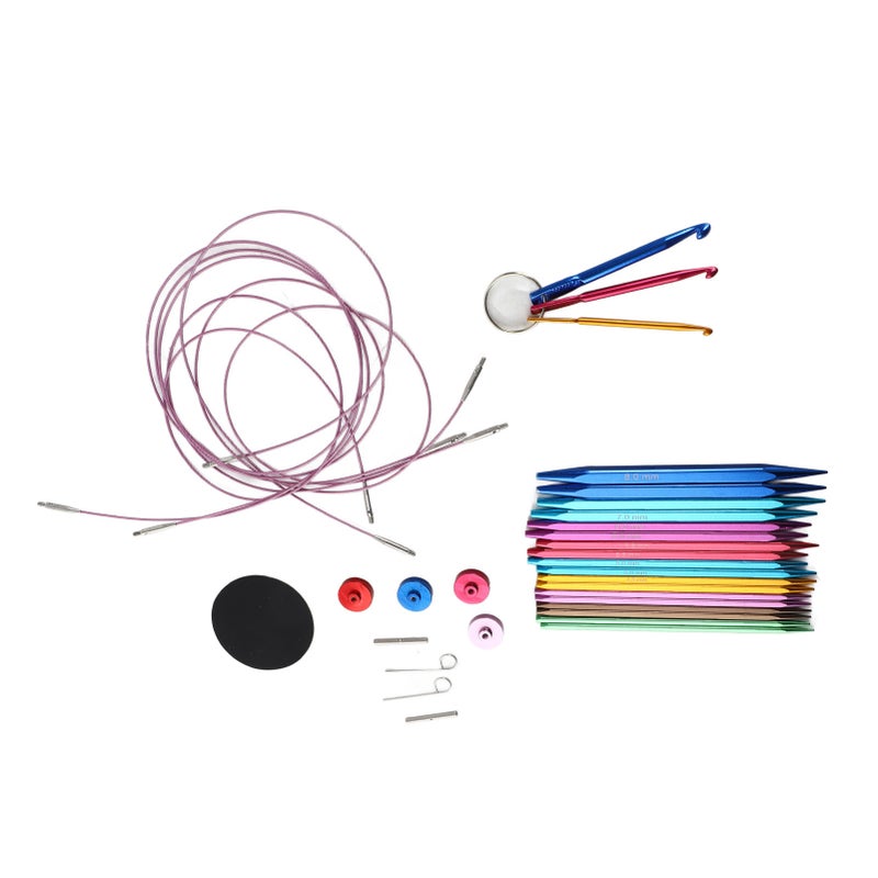 9 Pairs Circular Knitting Needle Set 3.5‑8mm Colorful Square Aluminum Circular Knitting Needles with 40‑100cm Cables - Image 5
